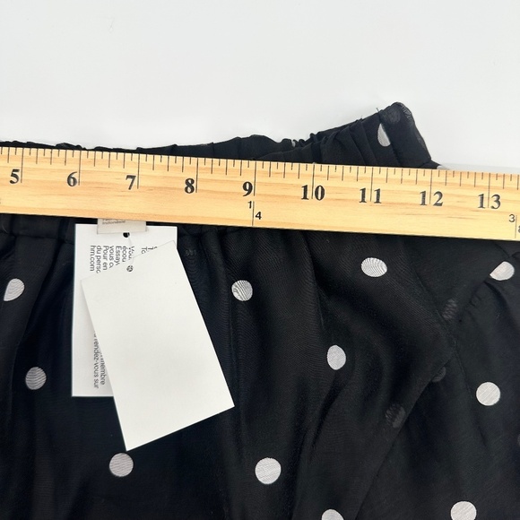 HM Skirt Women 4 NEW Black Coquette Whimsigoth Chiffon Polka Dots Tiered Pull On - Picture 9 of 10